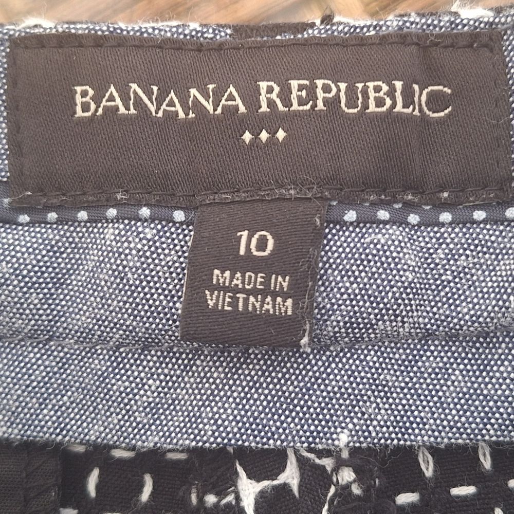 Banana Republic Tailored Jacquard Shorts size 10 Chinos 100% Cotton Black White - Picture 3 of 12
